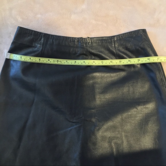 Vintage Cache Black Leather Mini Skirt 80’s Lined Zipper Size 6 - Picture 6 of 8